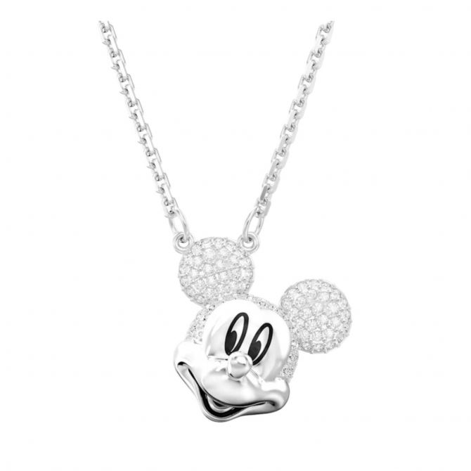 Swarovski Disney Mickey Mouse Pendant, White and Rhodium Plated