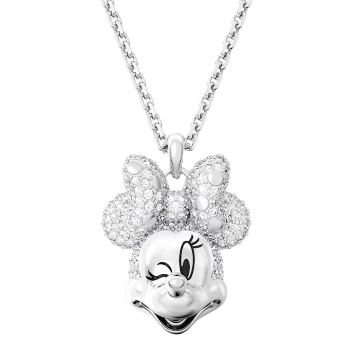 Swarovski Disney Minnie Mouse Pendant, White And Rhodium Plated ...