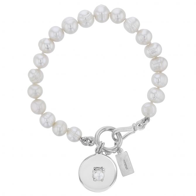 Pearly Girls Ring Pearl Disc Bracelet, 7.5"