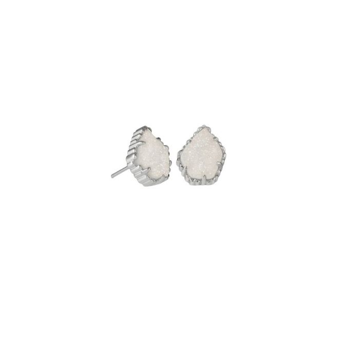 Kendra Scott Framed Silver Tessa Stud Earrings in Platinum Drusy