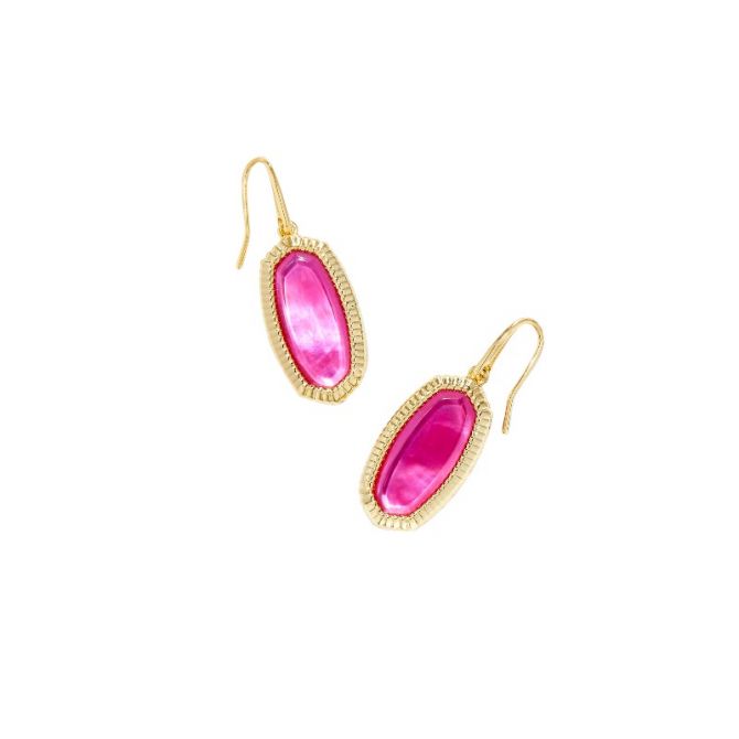 Kendra Scott Dani Yellow Gold Ridge Frame Drop Earrings in Azalea Illusion