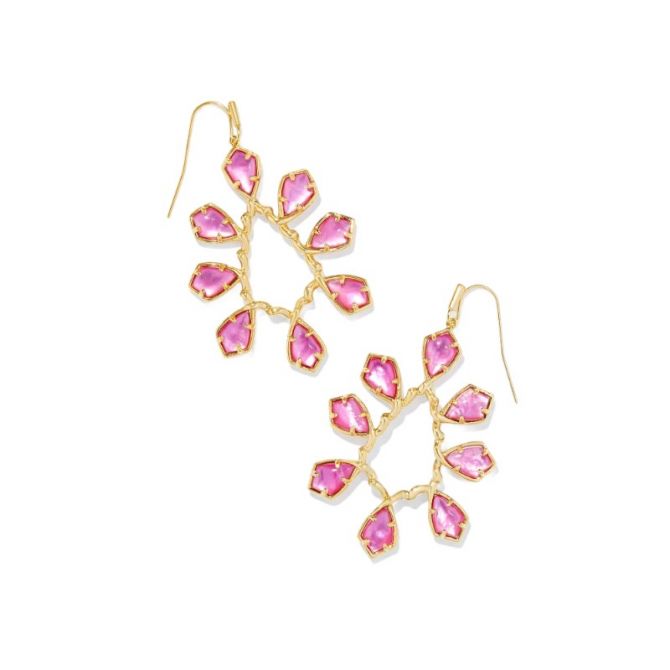 Kendra Scott Camry Yellow Gold Plated Open Frame Earrings in Azalea Illusion