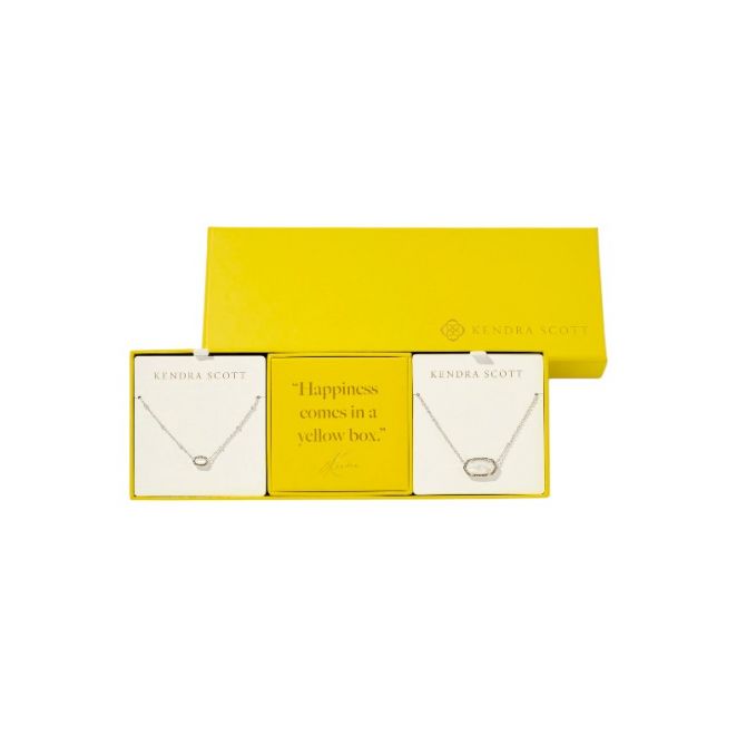 Kendra Scott Elisa Silver Ivory Mother Of Pearl Necklace Gift Set