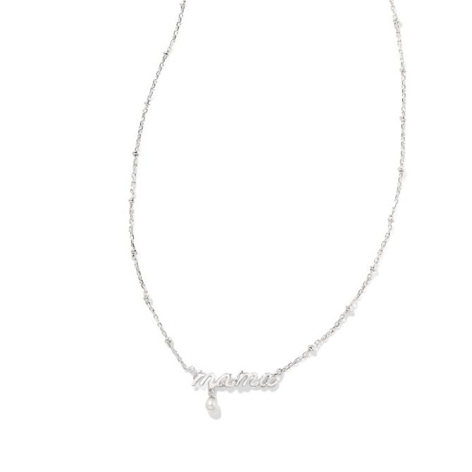 Kendra Scott Mama Script Pendant Necklace in Silver