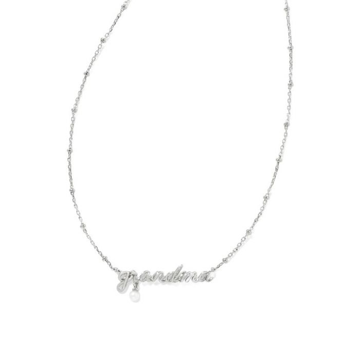 Kendra Scott Grandma Script Pendant Necklace in Silver