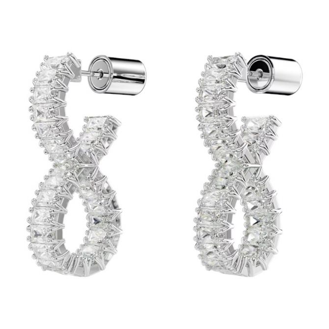 Swarovski Hyperbola Infinity Hoop Earrings, White and Rhodium Plated