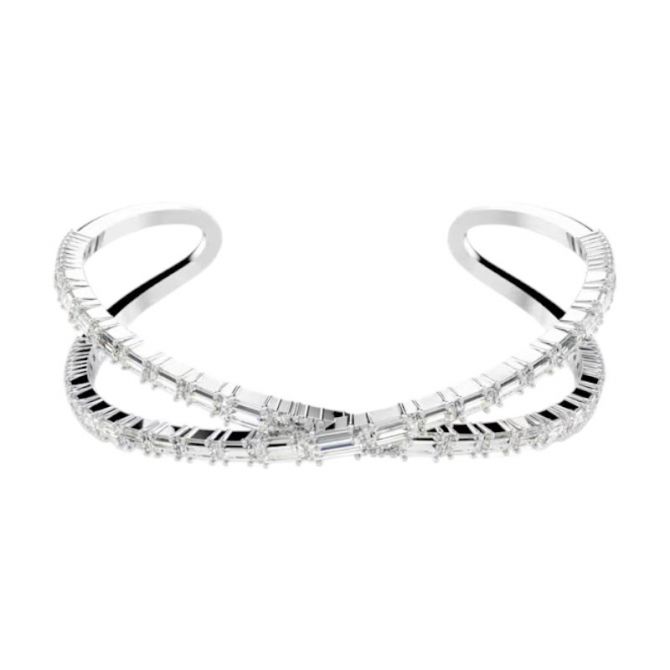 Swarovski Hyperbola White and Rhodium Plated Infinity Cuff, Large