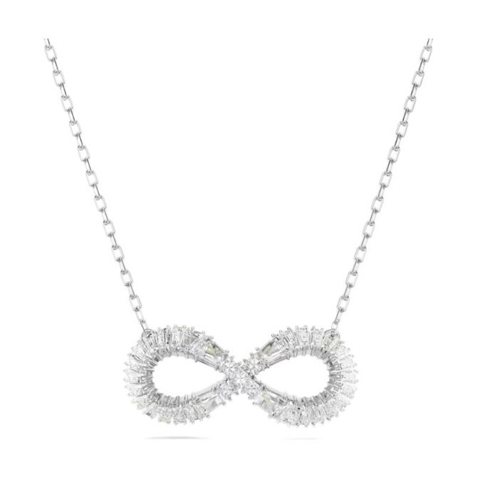 Swarovski Hyperbola Infinity Pendant Necklace, White and Rhodium Plated