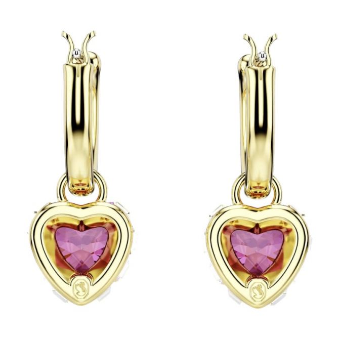 Swarovski Chroma Heart Drop Earrings, Red and Gold Tone Plated