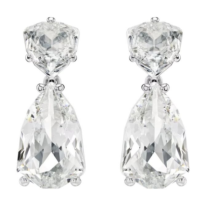 Swarovski Mixed Cuts Mesmera Drop Earrings, White and Rhodium Plated