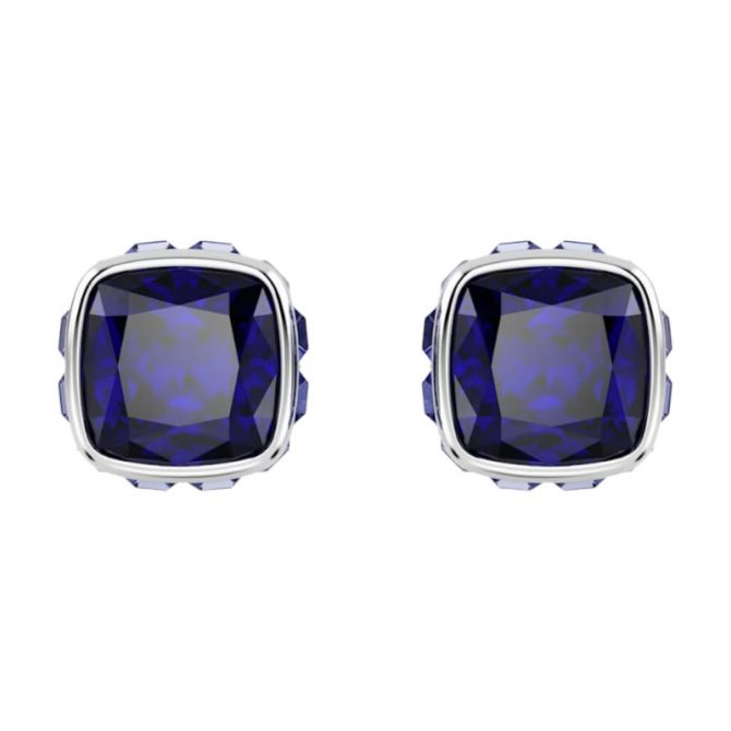 Swarovski September Birthstone Square Cut Stud Earrings Blue and