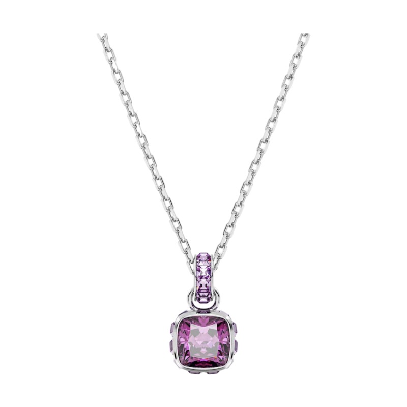 Swarovski February Birthstone Square Cut Pendant Necklace, Pink and ...