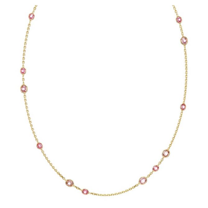 Swarovski Imber Octagon Cut Starndage Long Necklace, Pink and Gold Tone Plated