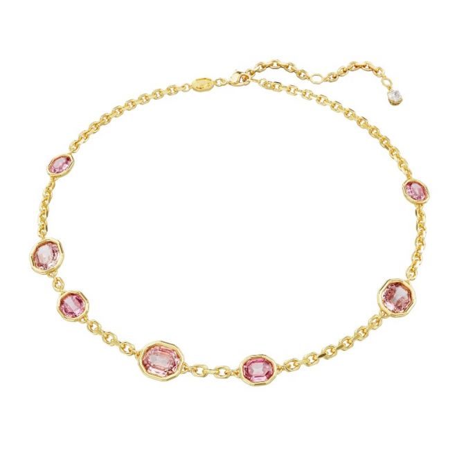 Swarovski Imber Octagon Cut Necklace, Pink and Gold Tone Plated