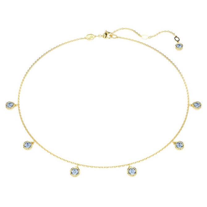 Swarovski Imber Round Cut Necklace, Light Blue and Gold Tone Plated