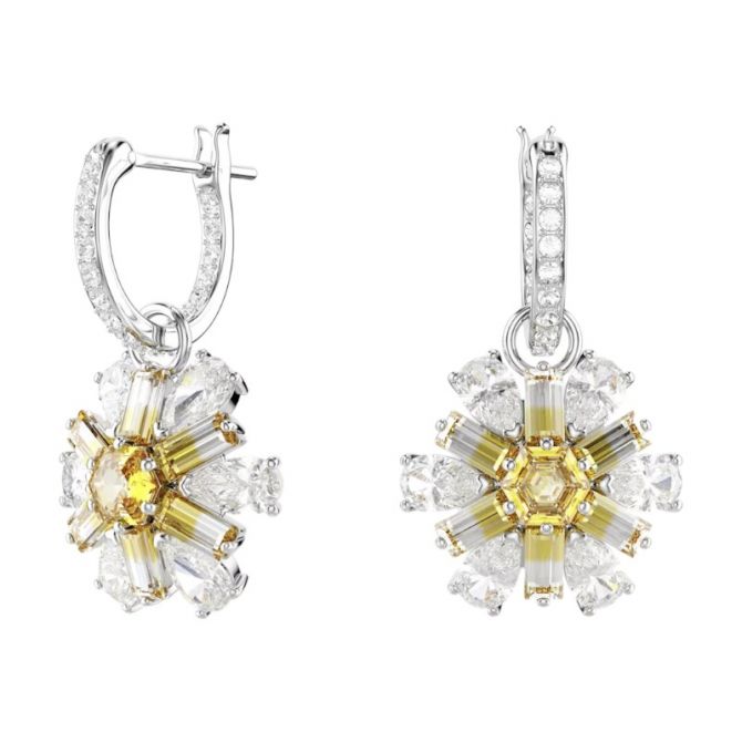 Swarovski Idyllia Flower Drop Earrings, Gold and Rhodium Plated