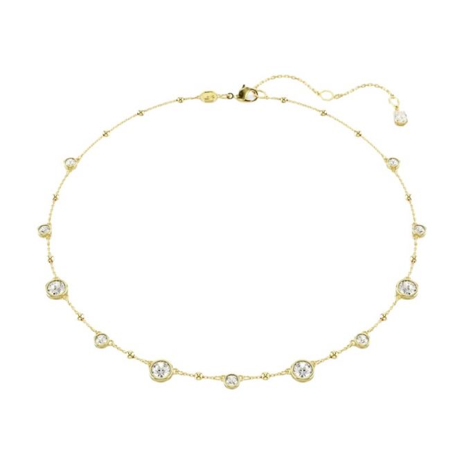 Swarovski Imber Round Cut Scattered Design Neclace, White and Yellow Gold Tone Plated