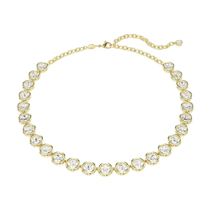 Swarovski Imber Round Cut Necklace, White and Yellow Gold Tone Plated ...