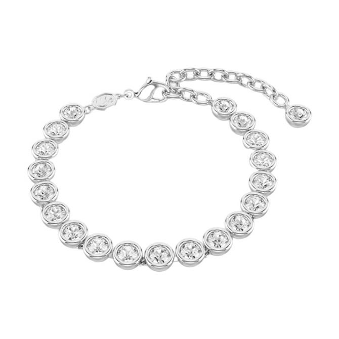 Swarovski Imber Round Cut Tennis Bracelet, White and Rhodium Plated