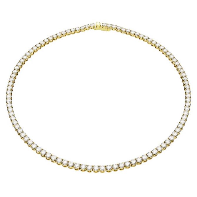 Swarovski Medium Matrix Round Cut Tennis Necklace, White and Gold Tone Plated