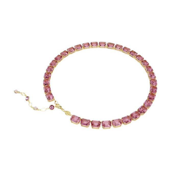 Swarovski Millenia Octagon Cut Necklace, Pink and Yellow Gold Tone Plated