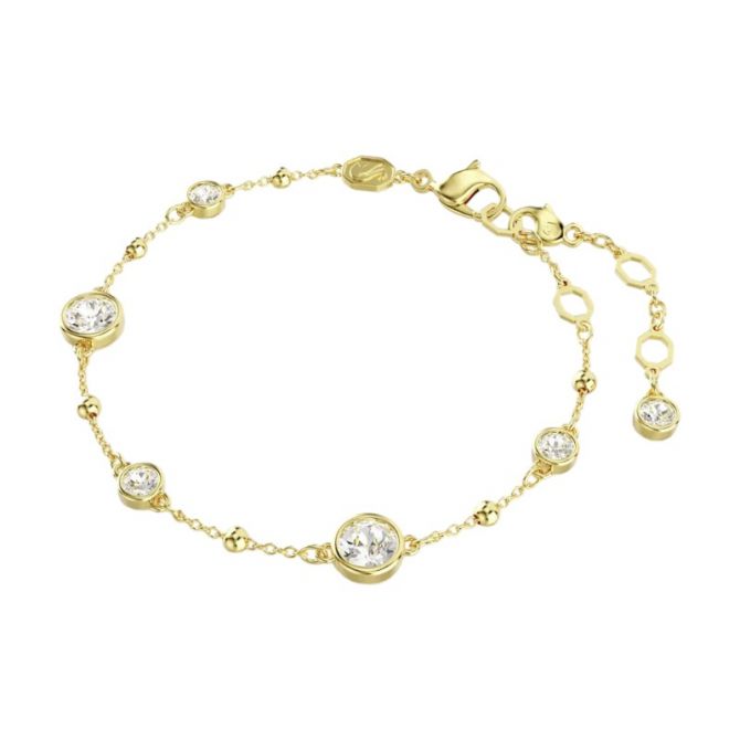 Swarovski Imber Round Cut Bracelet, White and Yellow Gold Tone Plated