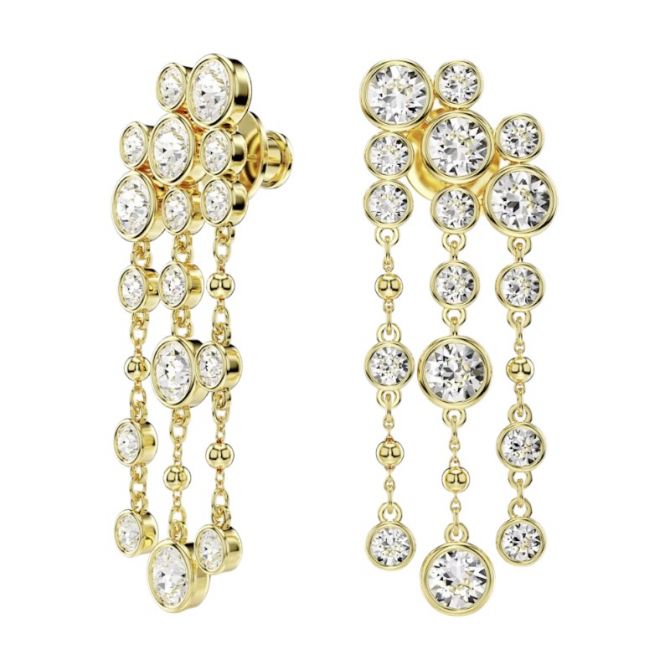 Swarovski Imber Round Cut Chandelier Drop Earrings, White and Yellow Gold Tone Plated