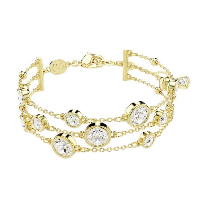 Swarovski Imber Wide Round Cut Bracelet, White and Yellow Gold Tone Plated