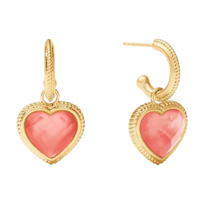 Julie Vos Heart Hoop and Charm Earring, Iridescent Blush Pink