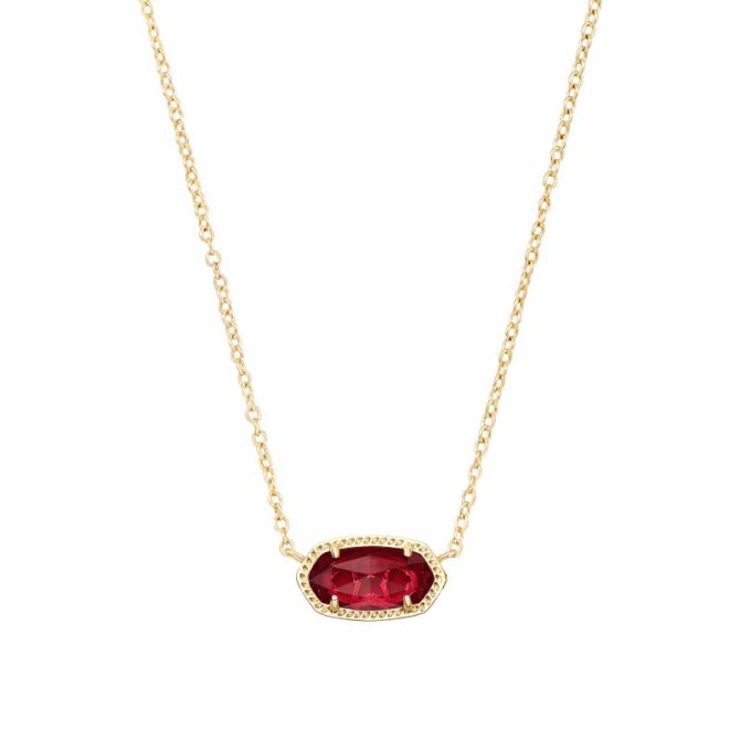 Kendra Scott Elisa Yellow Gold Plated Necklace in Clear Berry