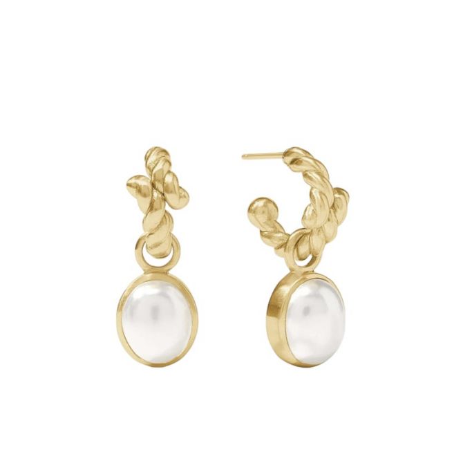 Julie Vos Nassau Hoop and Charm Earrings, Pearl