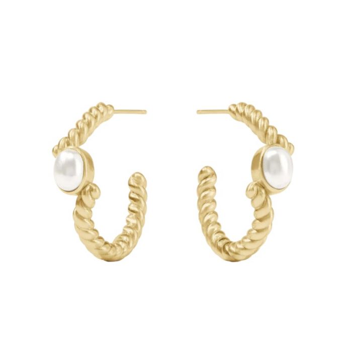 Julie Vos Nassau Stone Hoop Earrings, Pearl