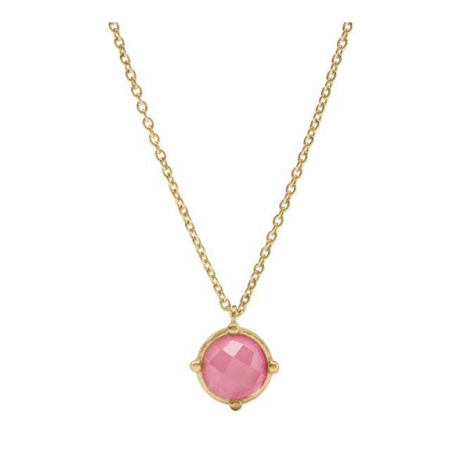 Julie Vos Honeybee Solitaire Necklace, Iridescent Peony Pink