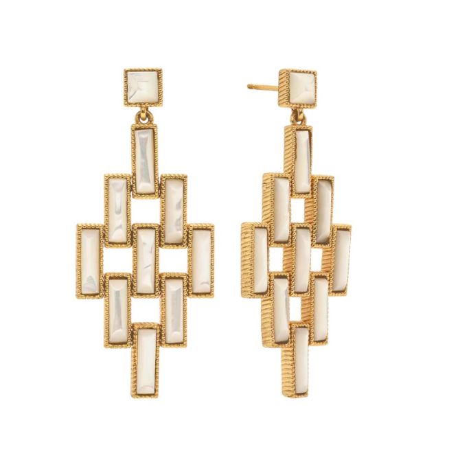 Capucine De Wulf Pathway Post Drop Earrings, Mother of Pearl