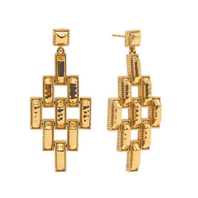 Capucine De Wulf Pathway Post Drop Earrings, Yellow Gold Plated