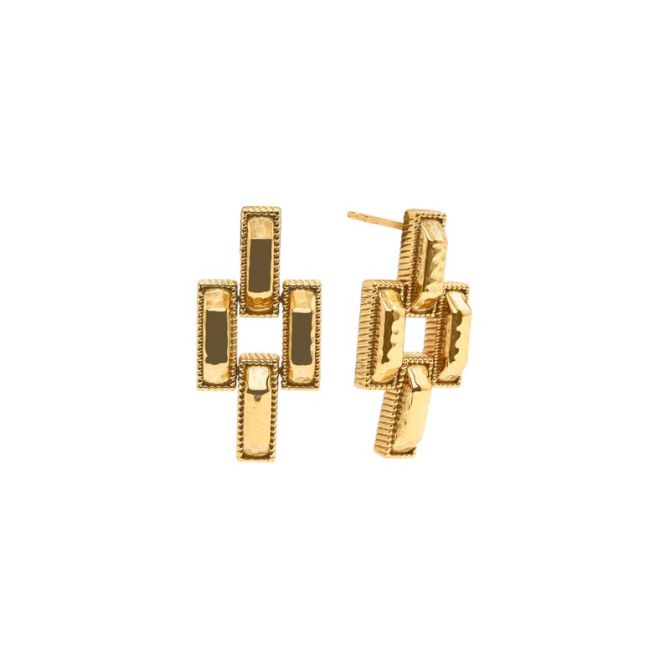 Capucine De Wulf Pathway Post Small Link Earrings, Yellow Gold Plated