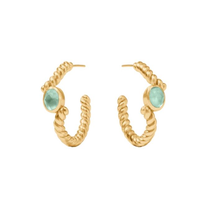 Julie Vos Nassau Stone Hoop Earrings, Iridescent Aquamarine Blue