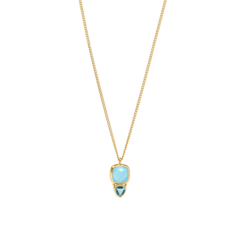 Julie Vos Aquitaine Duo Delicate Stud Necklace, Iridescent Capri Blue ...