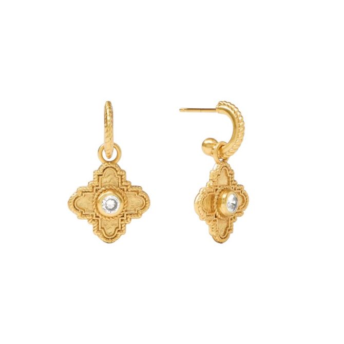 Julie Vos Theodora Hoop and Charm Earrings, Cubic Zirconia