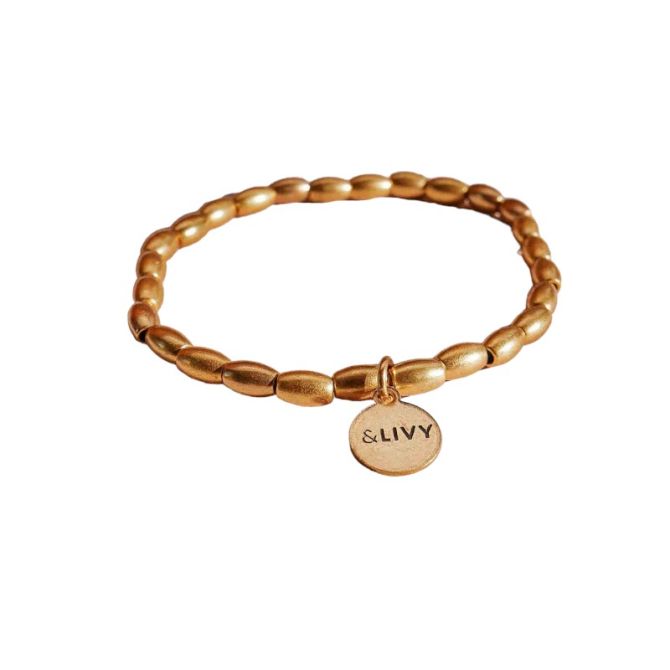 &Livy Yellow Gold Plated Creda Stretch Beaded Bracelet