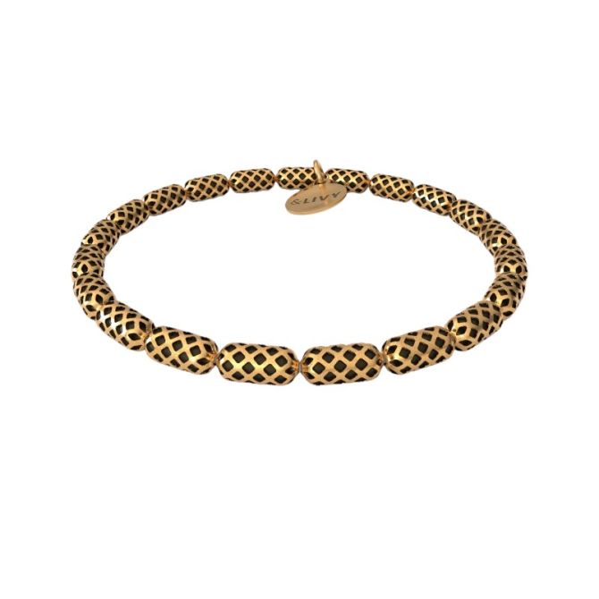 &Livy Yellow Gold Plated Creda Antique Honeycomb Stretch Bracelet