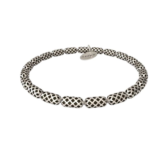 &Livy Silver Plated Creda Antique Honeycomb Stretch Bracelet