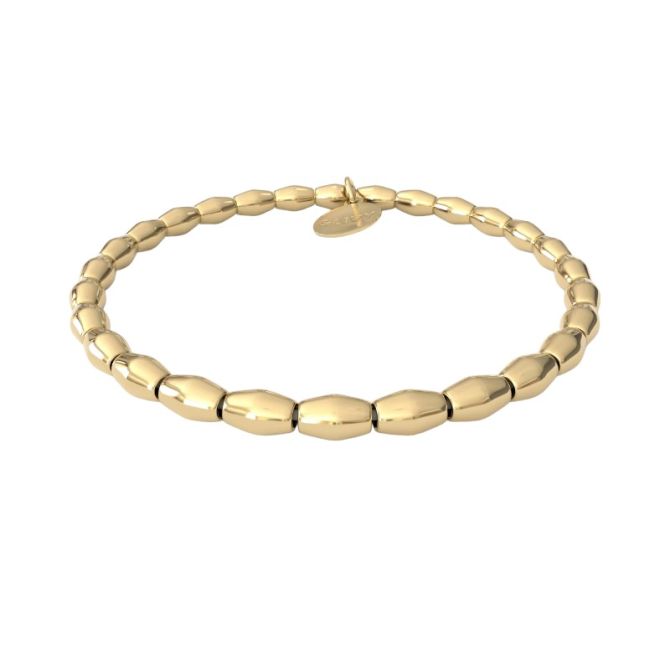 &Livy Creda Shiny Yellow Gold Plated Smooth Stretch Bracelet