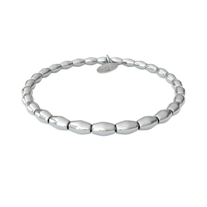 &Livy Creda Shiny Silver Diamond Smooth Stretch Bracelet