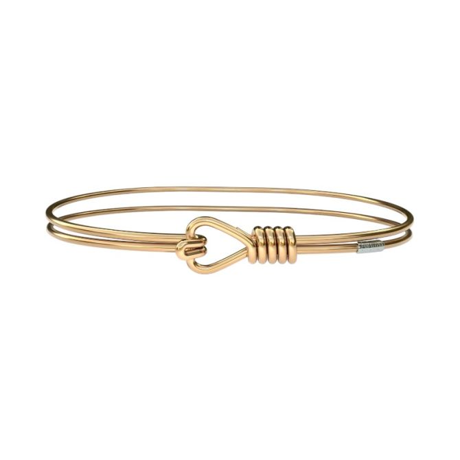 &Livy Metalystic Love Knot Yellow Gold Plated Platinum Bangle Bracelet, Small