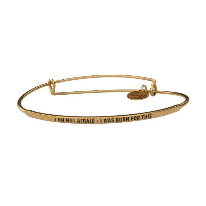 &Livy Posy I Am Not Afraid Bangle Bracelet, Antique Yellow Gold Plated