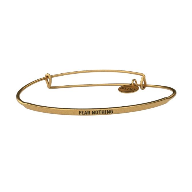 &Livy Posy Fear Nothing Bangle Bracelet, Antique Yellow Gold Plated