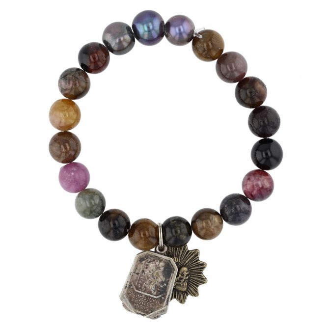 Natural Tourmaline with Pearl Bracelet