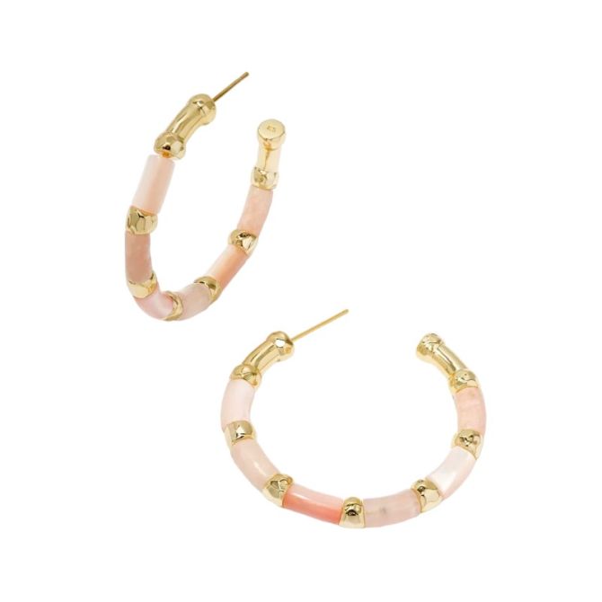 Kendra Scott Gigi Yellow Gold Plated Hoop Earrings in Pink Mix