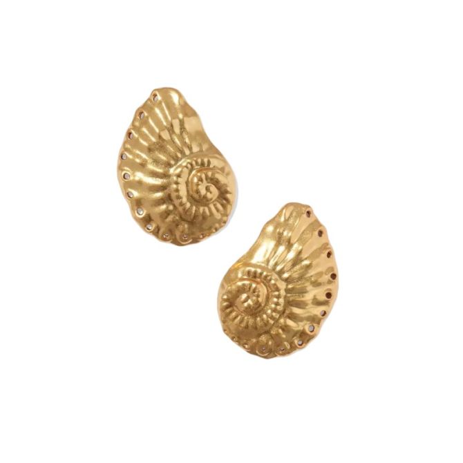 Kendra Scott Marina Statement Stud Earrings in Vintage Yellow Gold Plated